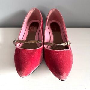 OLD NAVY - Women’s Pink Velvet Mary Jane Ballet Shoes Slippers Size 10